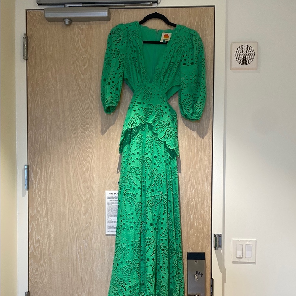 farm Rio green eyelet cut out dress